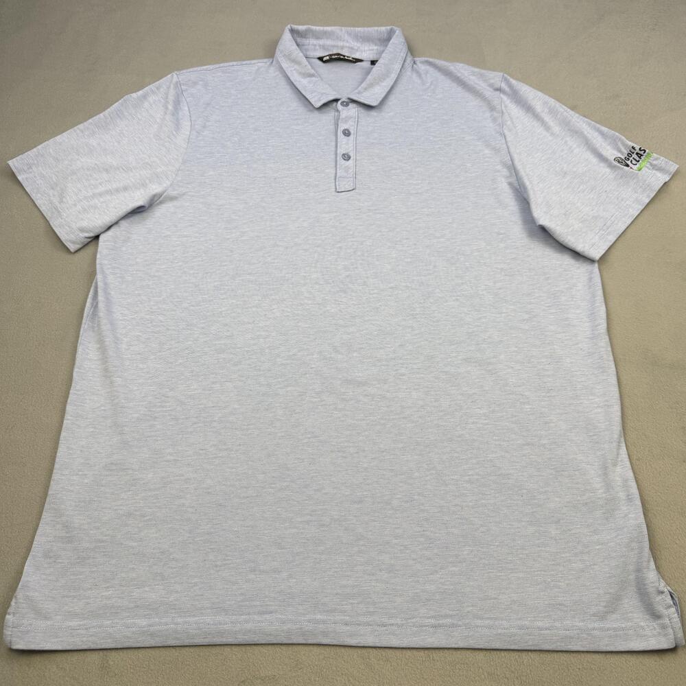 TRAVIS MATHEW Shirt Mens 3XL Blue Micro Stripe Golf Polo Classic Pima Cotton